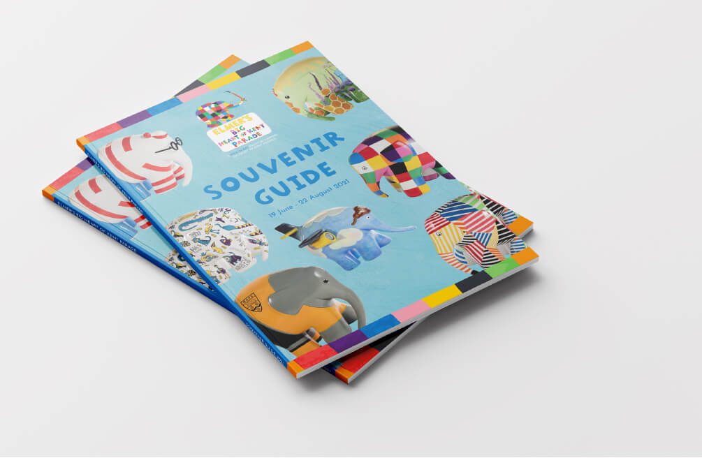 Elmer’s Big Heart of Kent Parade souvenir guide book with colourful Elmer elephant illustrations on the cover.