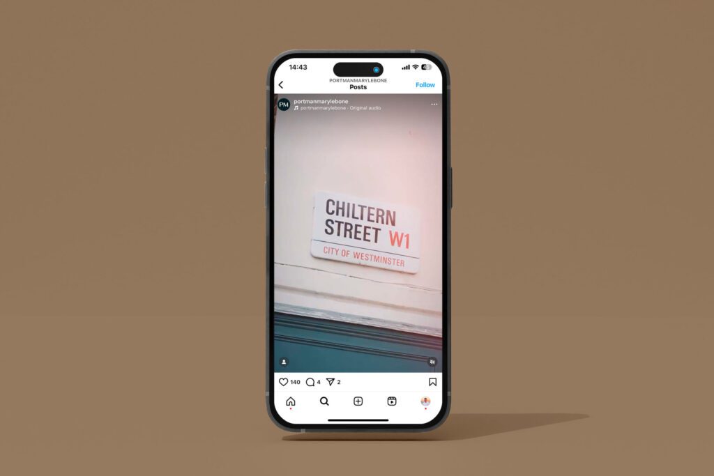 Portman Marylebone social media post designed for CRM-driven digital marketing and community engagement