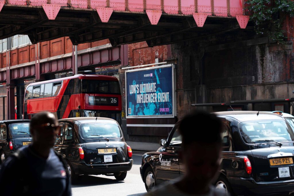 Influencers LDN street banner mockup created through CRM-driven brand strategy and digital marketing