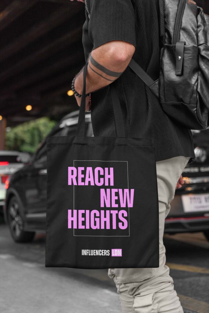 Influencers LDN tote bag design created through brand strategy and CRM-driven content production