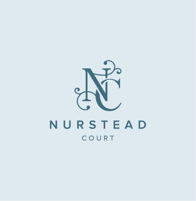 Nurstead Court logo in light blue created through professional brand strategy and website design services for a luxury client website