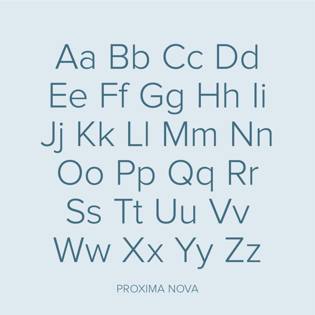 Nurstead Court brand typography showcasing Proxima Nova typeface developed for luxury website design and cohesive brand identity system