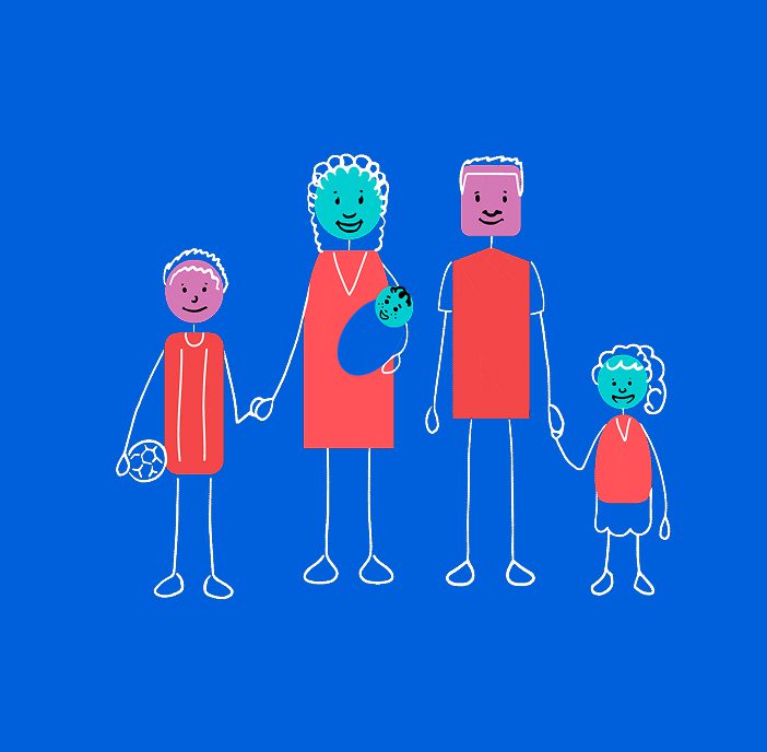 Our Time Charity family illustrations designed for CRM-based website development and user engagement