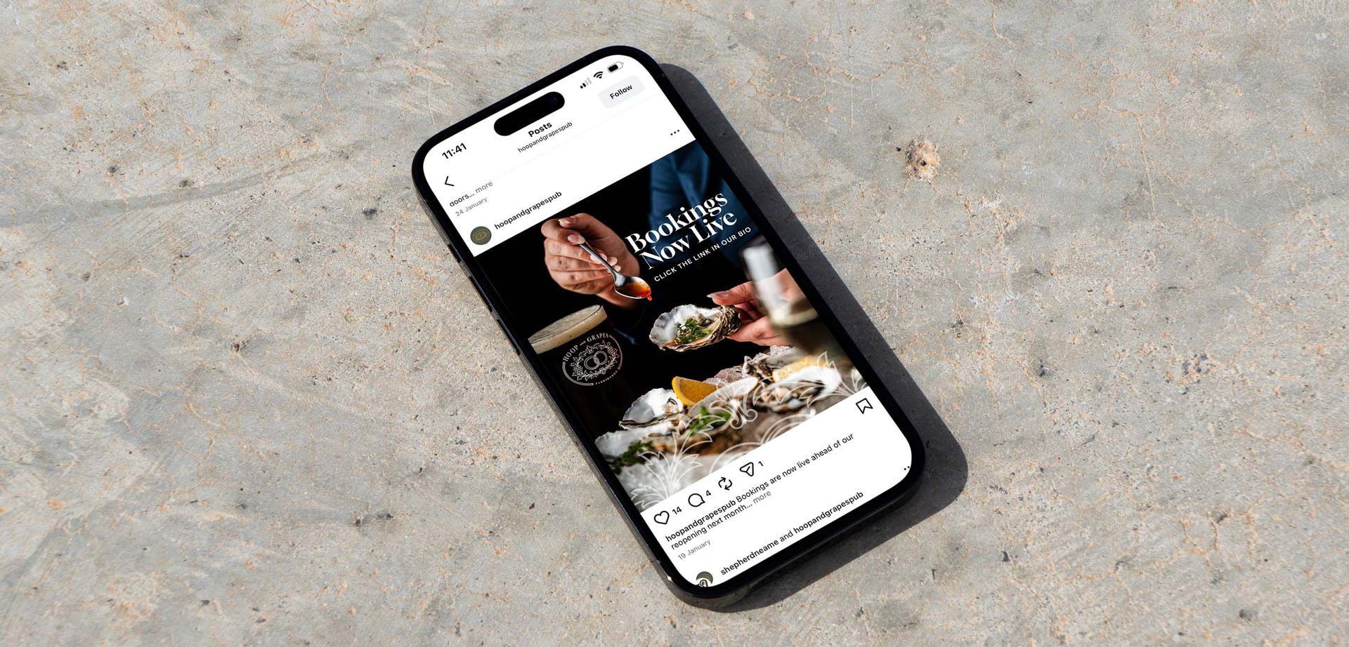 Shepherd Neame socials shown on a mobile